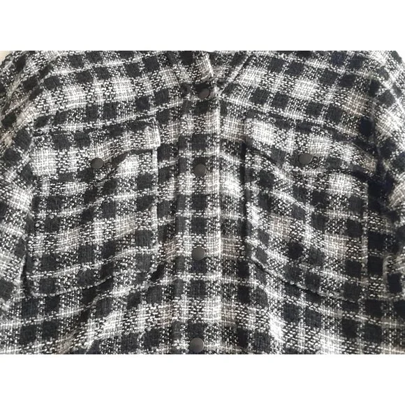 Zara Plaid Heavyweight Oversized Raw Hem Comfy Grunge Fall Outdoor XS Shacket - Picture 4 of 8